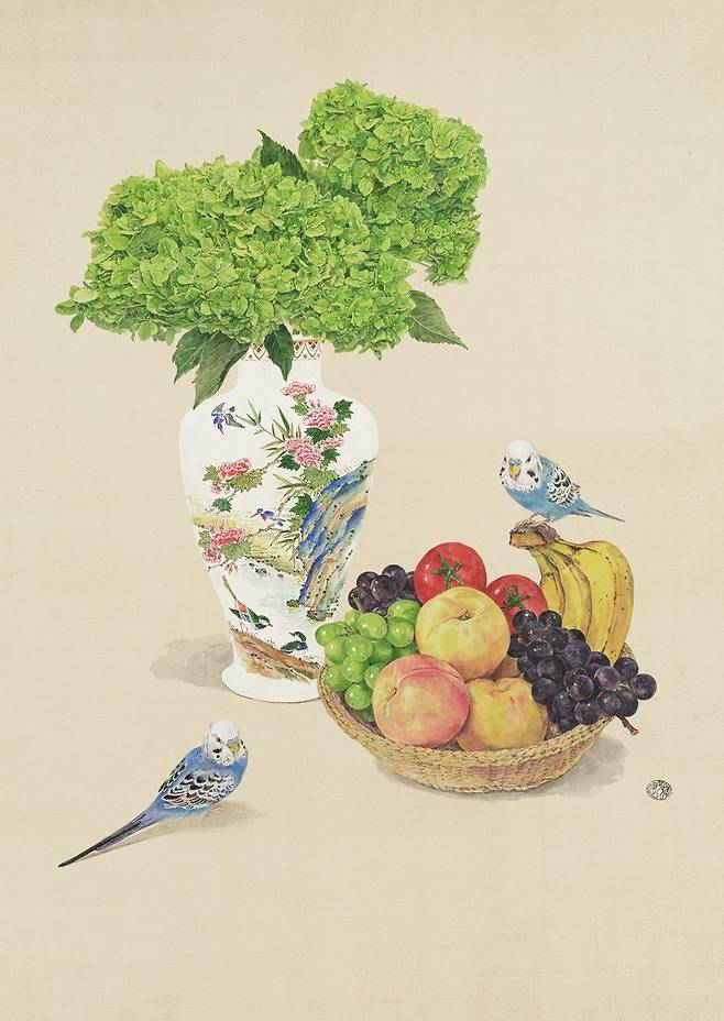 이정은 작가의 '그로 말이암아 지은 바' 90x64cm, 장지에 채색. 2025. 한국기독교화해중재원 제공