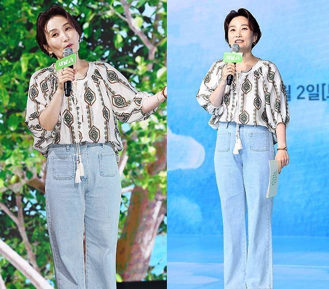 박경림이 센스 있는 캐주얼룩으로 제작발표회장을 환하게 밝혔다.사진=천정환 기자