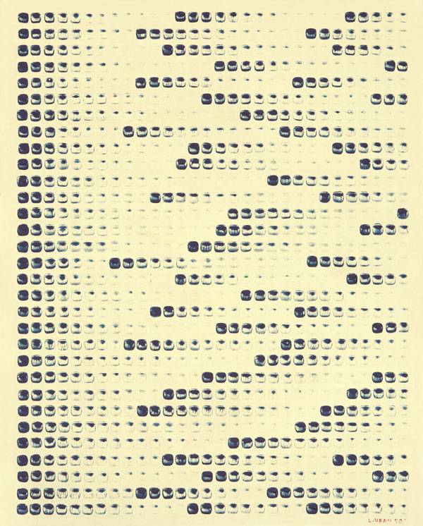 경찰이 이우환 화백 화풍을 따라 그린 위작으로 발표한 K옥션의 2015년 12월 15일 출품작인 ‘점으로부터 No .780217’.