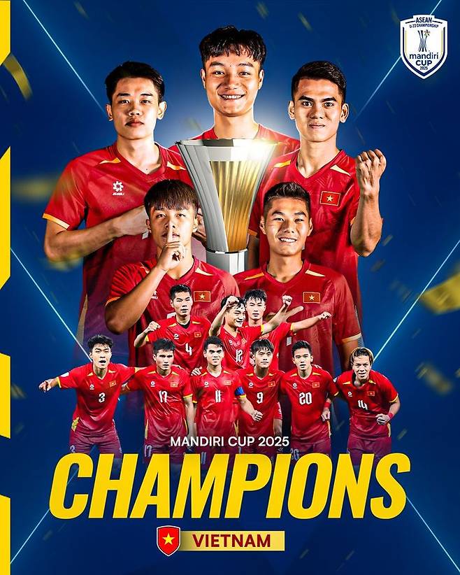 [서울=뉴시스] 김상식 감독이 이끄는 베트남 23세 이하(U-23) 축구대표팀, 인도네시아 꺾고 2025 아세안축구연맹(AFF) U-23 챔피언십 우승. (사진=AFF SNS 캡처) 2025.07.30. photo@newsis.com