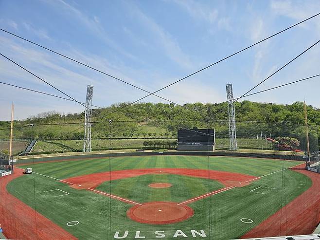 [울산=뉴시스] 울산시설공단(이사장 김규덕)은 프로야구 경기 준비를 위해 문수야구장의 인조잔디와 안전 보호매트를 교체했다고 30일 밝혔다. (사진= 울산시설관리공단 제공) 2025.04.30.photo@newsis.com *재판매 및 DB 금지