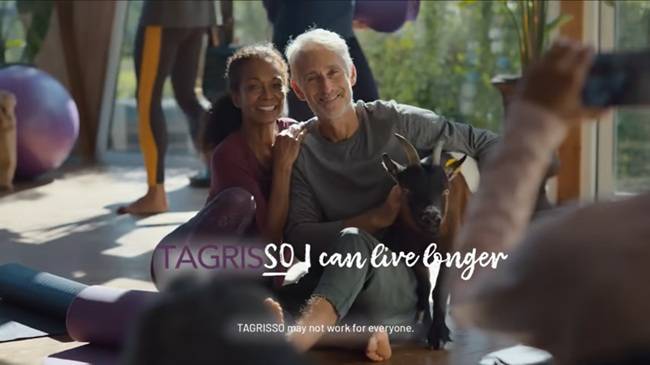 글로벌 제약사 아스트라제네카가 폐암 치료제 '타그리소' 출시 10주년을 맞아 미국 전역에서 TV 광고를 송출했다. /이미지=타그리소 광고 캡처