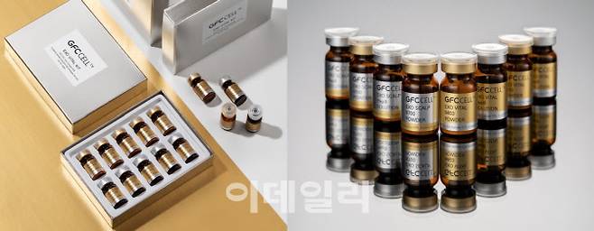 지에프씨생명과학의 엑소좀 기반 스킨부스터 제품 ‘엑소 바이탈’, ‘엑소 스칼프’ 이미지. (사진=지에프씨생명과학)