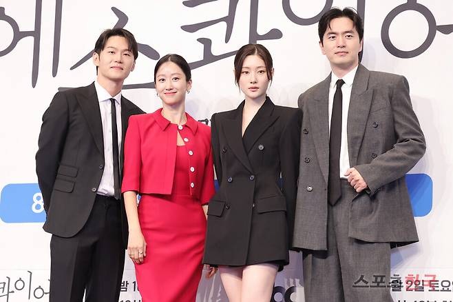 JTBC 새 토일드라마 '에스콰이어: 변호사를 꿈꾸는 변호사들' 제작발표회에 참석한 배우 이학주, 전혜빈, 정채연, 이진욱. 25.07.31 ⓒ이혜영 기자 lhy@hankooki.com