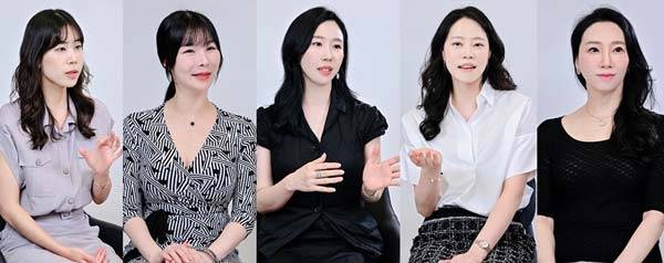(왼쪽부터)힐하우스피부과의원 정한미 원장, 페이지랩의원 이소유 원장, 청담서클의원 서희원 원장, 리마인드피부과 신은재 원장, 리지엔피부과의원 안수진 원장./사진=헬스조선DB