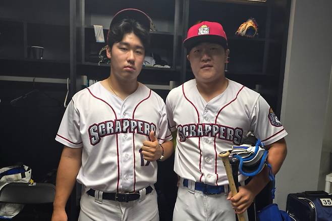 MLB 드래프트 리그에 참가한 삼성 정민성과 차승준. 차승준 본인 제공