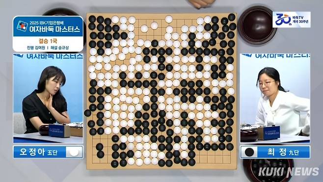 대국 결과를 확인한 오정아 5단은 깜짝 놀랐고, 반집 패배를 당한 최정 9단은 쓴웃음을 지었다. 바둑TV 캡처&nbsp;