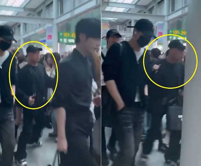 제로베이스원 매니저로 추정되는 남성이 팬들을 거칠게 제압하는 모습. /사진=X 갈무리