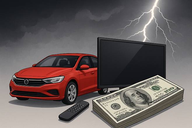 자동차와 전자제품 종목들은 고관세의 피해가 우려된다는 전망이다. /사진=챗GPT 생성 이미지