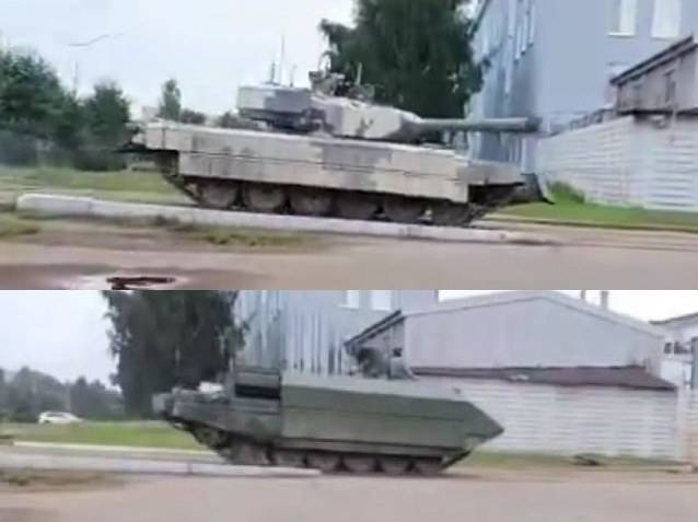 러시아 슈투름(Shturm)의 로봇 전차(위)와 지휘 차량. 영상 캡처