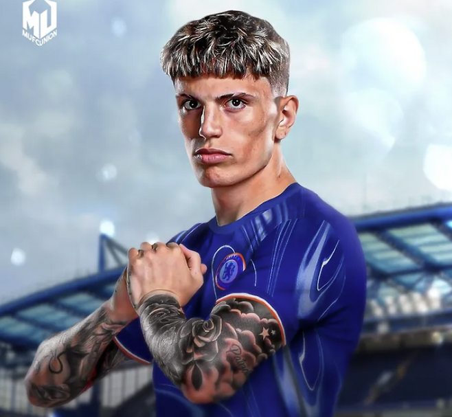 첼시 유니폼을 입은 가르나초(합성). mufc.union