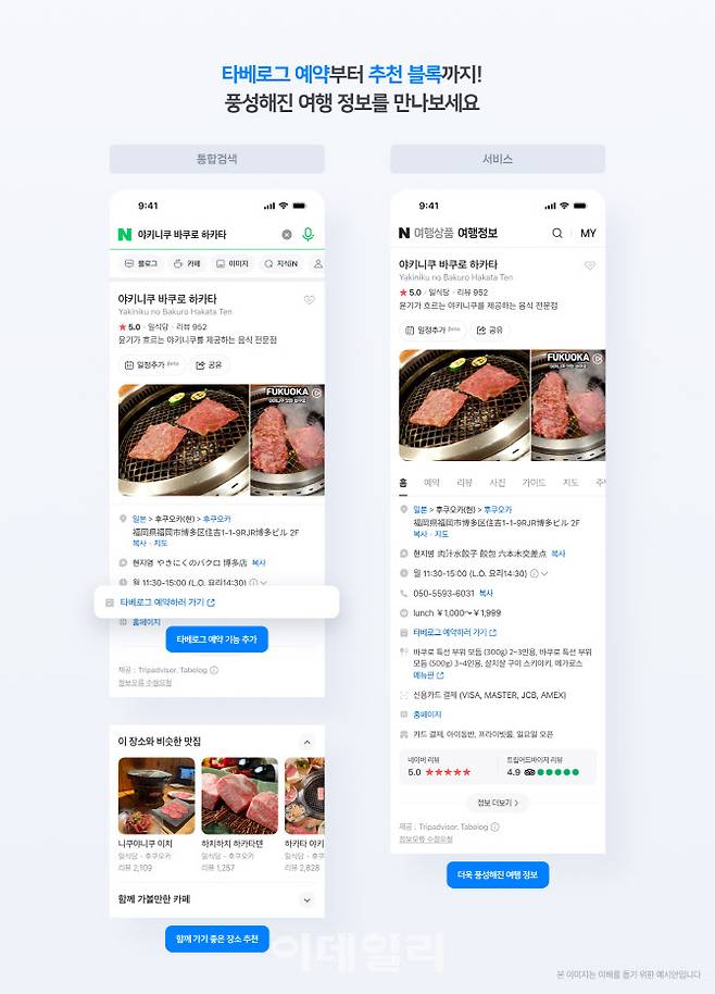 네이버 플레이스-타베로그 DB 연동(사진=네이버)