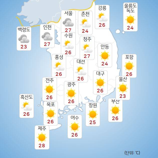 ⓒ기상청: 내일(2일) 오전 날씨
