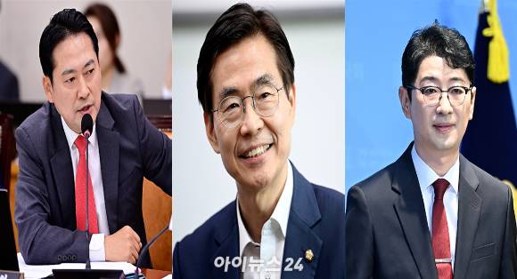 국민의힘 8·22 전당대회 출마를 선언한 장동혁·조경태·주진우 의원(가나다순) [사진=아이뉴스24 DB]
