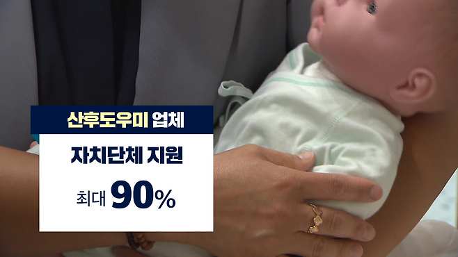 산모가 업체에서 산후도우미를 지원받으면, 정부가 최대 90%까지 비용을 지원하는 방식