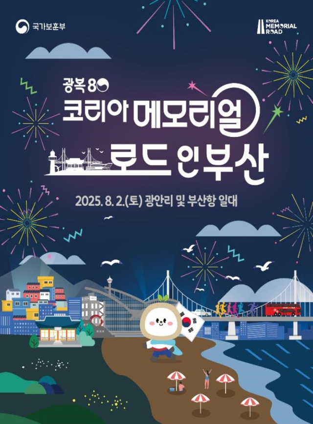 ‘광복80 코리아 메모리얼 로드 인 부산’ 행사 포스터. 2일 부산 광안리와 부산항에서 열린다. 국가보훈부 제공
