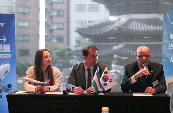 우즈베키스탄의 센트럼항공(C6) 관계자들이 방한해 7월24일 다양한 정보를 공유했다. 센트럼항공 살라 카드리(Salah Kadri) 국제영업총괄 이사가 질문에 답변하고 있는 모습 / 김다미 기자