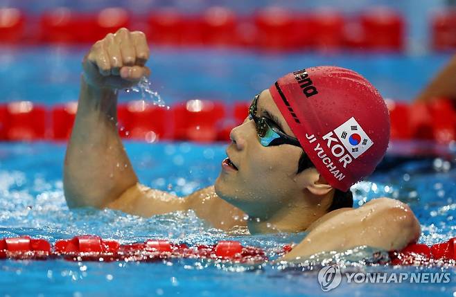 세계선수권대회 남자 자유형 50ｍ에서 아시아신기록을 세우고 결승에 오른 지유찬. [로이터=연합뉴스]