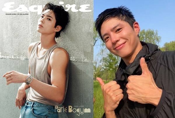 탄탄한 근육질의 박보검은 러닝으로 땀을 쭉 뺀다. [사진=에스콰이어, 션 SNS]