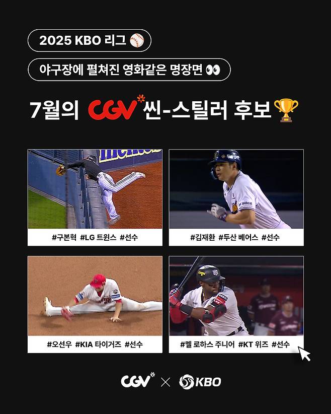 7월 씬-스틸러상 후보. (KBO 제공)