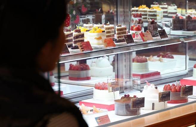 서울 시내 한 투썸플레이스 매장에 케이크가 진열돼 있다. 연합뉴스