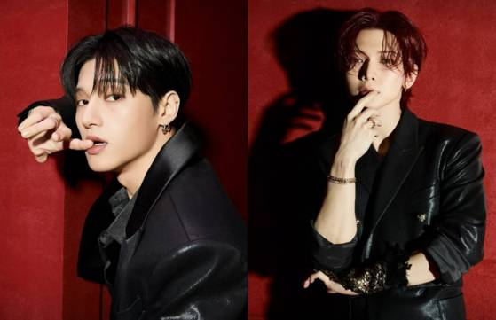 에이티즈 우영(왼쪽)과 여상. 12번째 미니 앨범 '레몬드롭'에 이어 골든 아워: 파트 3 인 유어 판타지 에디션의 타이틀 곡인 '인 유어 판타지'도 빌보드 핫100 차트에 올랐다. 사진 에이티즈 인스타그램