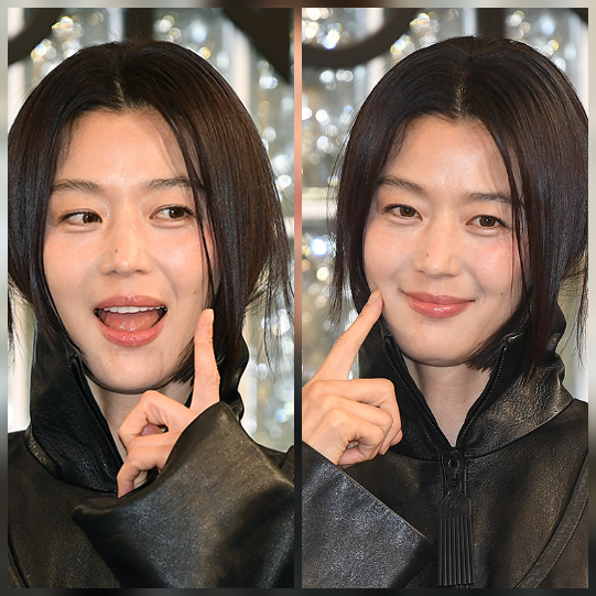 전지현이 긴 생머리를 과감히 내려두고, 단발 헤어스타일로 첫 공식 석상에 등장했다. 사진=천정환 기자