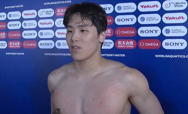 자유형 50m 아시아신기록을 수립한 지유찬 [SNTV 캡처]