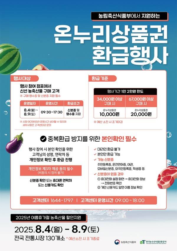 농림축산식품부 온누리상품권 환급행사 안내 이미지. /농림축산식품부