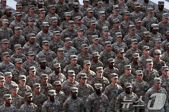 지난해 10월 건군 제76주년 국군의 날 시가행진에서 주한미군 장병들이 행진하고 있다./뉴스1 ⓒ News1 구윤성 기자