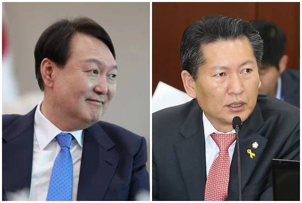 윤석열 전 대통령(왼쪽)과 정청래 더불어민주당 대표. [대통령실 제공, 연합뉴스]