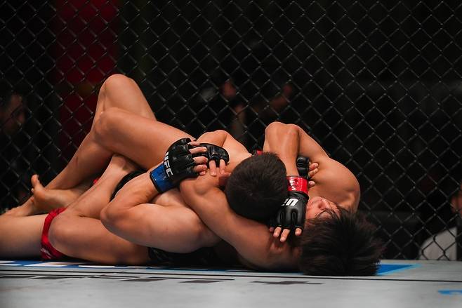 다이라의 리어네이키드 초크에 걸려든 박현성 [UFC 제공. 재판매 및 DB 금지]