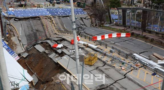 경기 광명 신안산선 공사 현장 붕괴 사고 현장.(사진=방인권 기자)