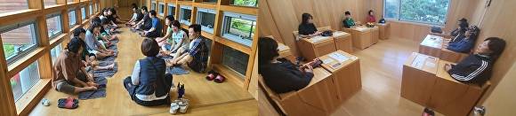 치유의 숲 프로그램 아로마 발 마사지와 건식 반식욕 [사진=달성군]