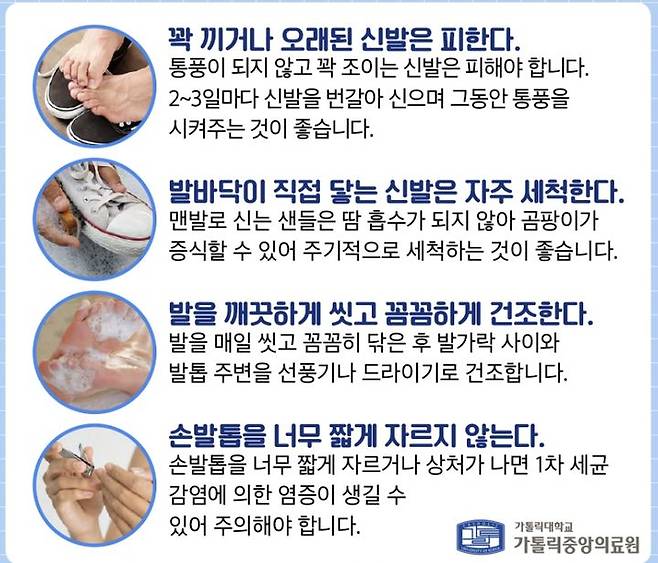 [서울=뉴시스] 4일 전국 대부분 지역에 비가 내릴 것으로 예보된 가운데 덥고 습한 날 기승을 부리는 피부질환에 대한 주의가 요구된다. (사진=가톨릭중앙의료원 제공) 2025.08.04. photo@newsis.com *재판매 및 DB 금지