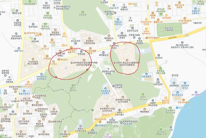 힐스테이트환호공원 아파트. 카카오톡 지도 캡처