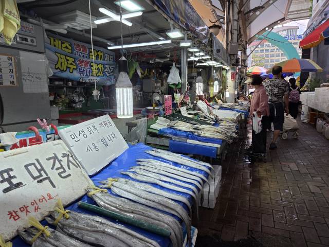 5일 대구 중구 대신동 서문시장의 한 수산물 점포에 "민생회복 지원금 사용됩니다"라는 안내문이 부착돼 있다. 정은빈 기자