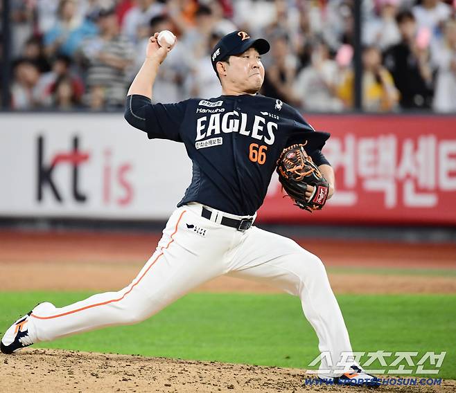 19일 수원 케이티위즈파크에서 열린 KT와 한화의 경기. 투구하고 있는 한화 주현상. 수원=송정헌 기자songs@sportschosun.com/2025.07.19/