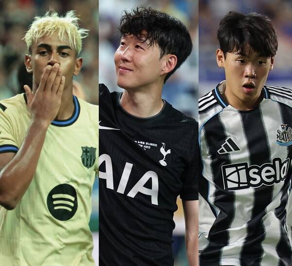 왼쪽부터 '현재' 라민 야말, '과거' 손흥민, '미래' 박승수. ⓒ연합뉴스