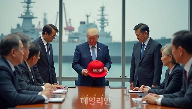 한국 정부는 미국 조선업 재건구상, 일명 ‘MASGA 프로젝트’를 협상카드로 활용했다.ⓒ 데일리안 AI 이미지 삽화.