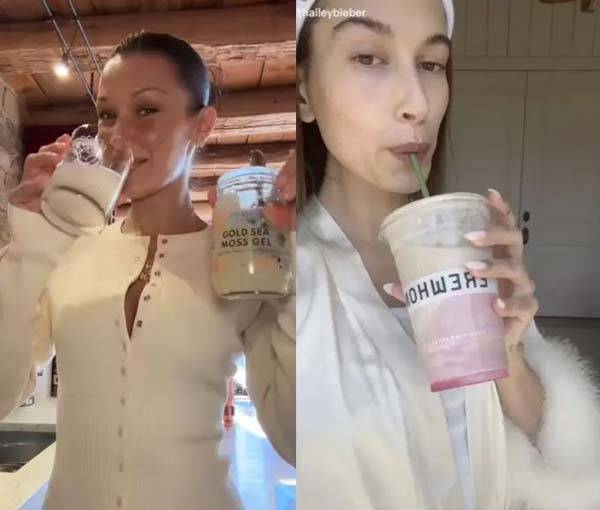 벨라 하디드, 헤일리 비버 등 유명인을 따라 바다 이끼를 활용해 스무디를 만드는 요리법이 SNS상에서 화제다. /사진=SNS 캡처