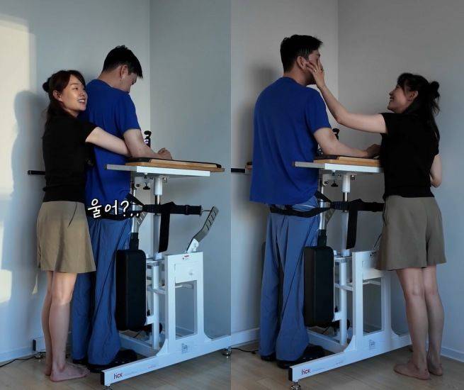 [서울=뉴시스] 유튜버 박위가 보조기구의 도움을 받아 두 발로 일어선 모습을 공개했다. (사진=박위 인스타그램 캡처) 2025.08.05. photo@newsis.com *재판매 및 DB 금지