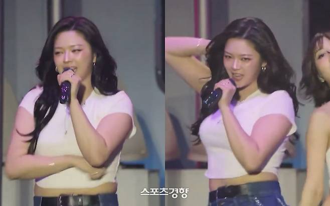 지난 2일(현지시간) 룰라팔루자 시카고에서 무대를 펼치고 있는 트와이스 멤버 정연. 엑스 캡처