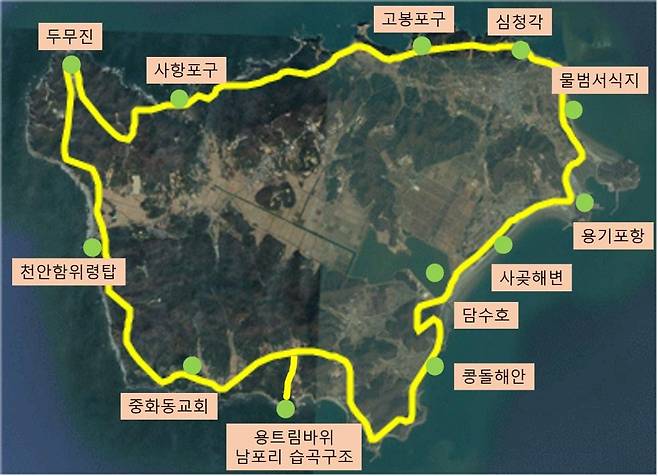 백령도 둘레길 예정 위치도 [인천시 옹진군 제공. 재판매 및 DB 금지]