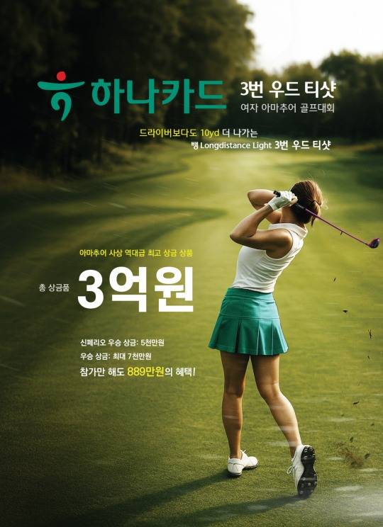 하나카드 3번 우드 티샷 여자 아마추어 골프대회 포스터. /대회조직위