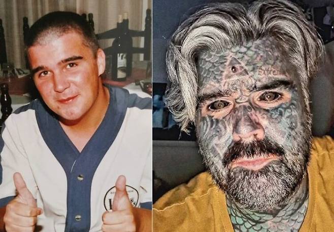 9세 때부터 타투와 신체 개조에 관심을 가졌다는 매튜 웰런(45)이 타투에 들인 시간은 총 1600시간이 넘는다. [사진=SNS]