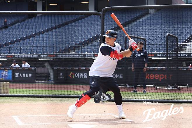 7일 라이브 배팅에 나선 손아섭. 사진=한화 이글스