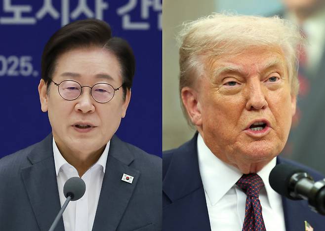 Lee Jae Myung, president of Korea, left, and Donald Trump, president of the United States [YONHAP, REUTERS/YONHAP]