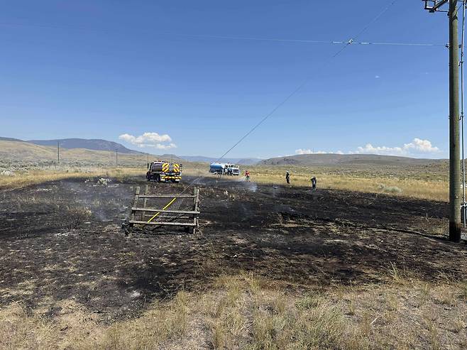 화재가 발생한 들판 [애슈크로프트 소방서 페이스북]