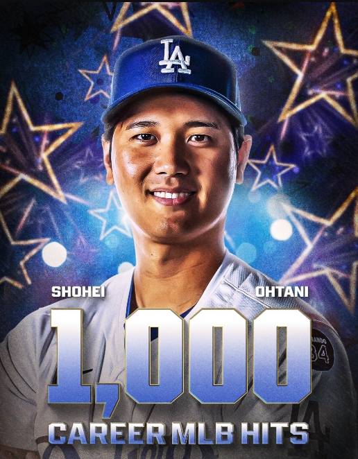 ▲ 오타니 쇼헤이는 메이저리그 통산 1000번째 안타를 역전 2점 홈런으로 장식했다. ⓒMLB SNS